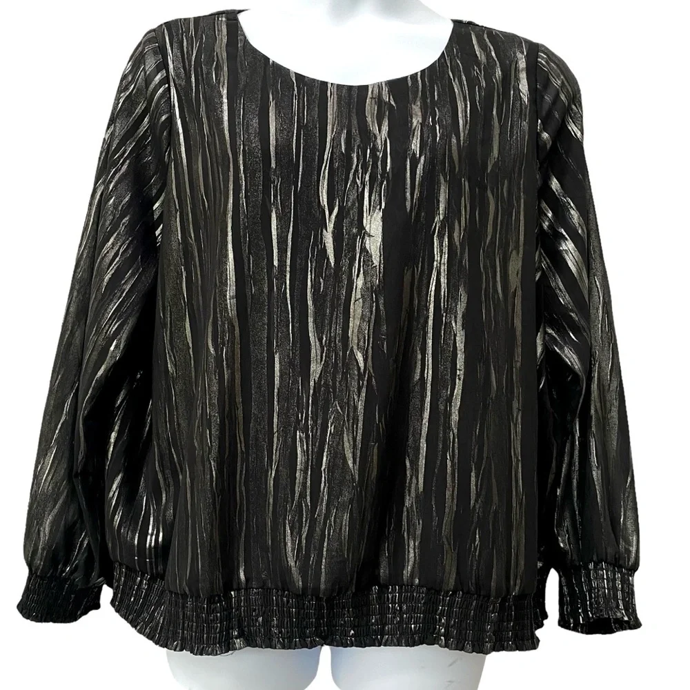 Drapers & Damons Black & Silver Blouse Size 1X - Picture 1 of 5